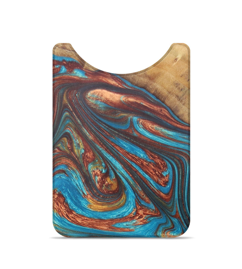 Live Edge Wood+Resin Wallet - King (Teal & Gold, 674505)