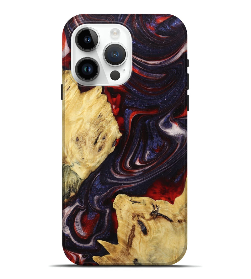 iPhone 15 Pro Max Wood+Resin Live Edge Phone Case - Eloise (Red, 674558)