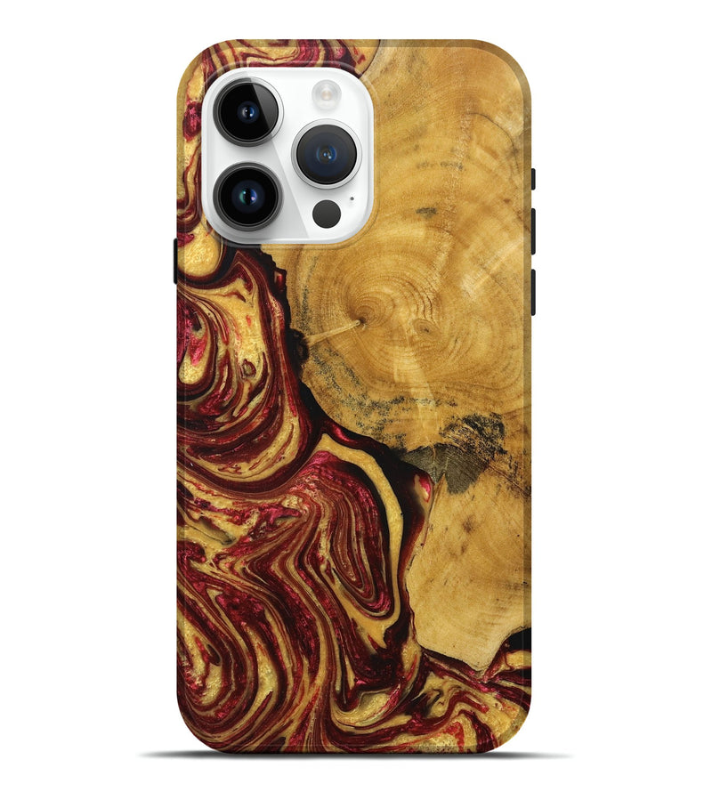 iPhone 15 Pro Max Wood+Resin Live Edge Phone Case - Walker (Red, 674566)