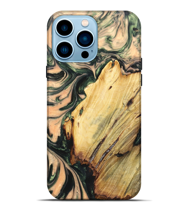 iPhone 14 Pro Max Wood+Resin Live Edge Phone Case - Hanna (Red, 674567)