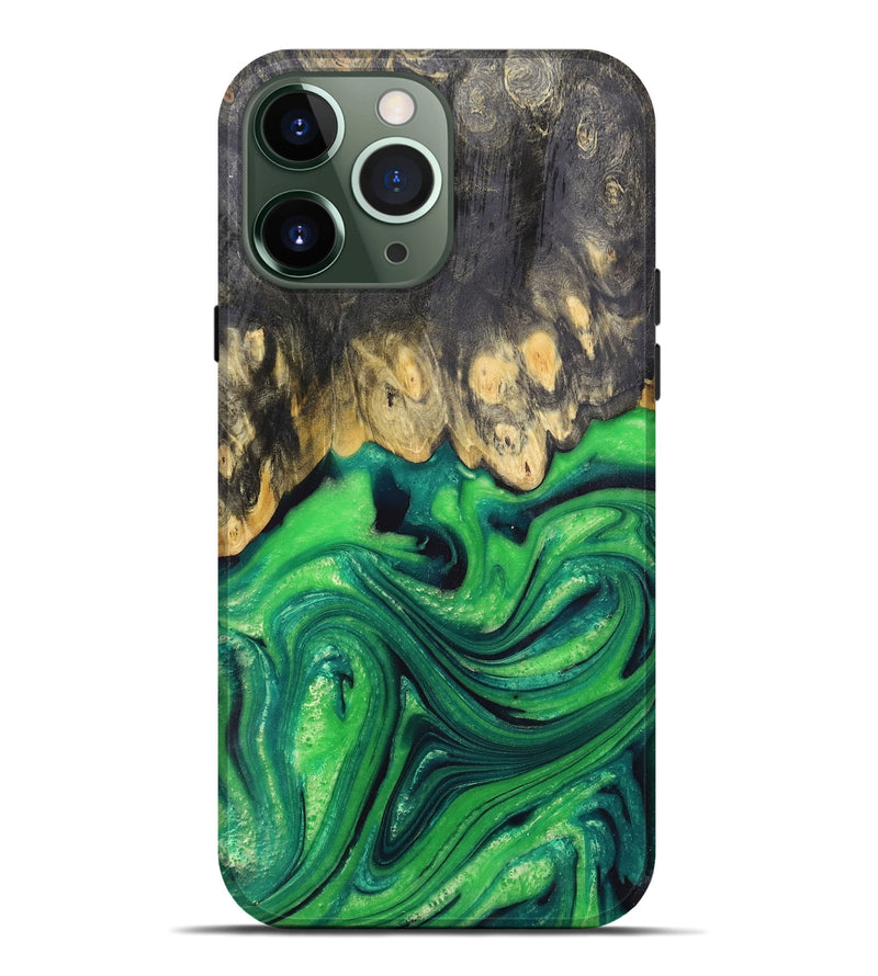 iPhone 13 Pro Max Wood+Resin Live Edge Phone Case - Tyler (Green, 674568)