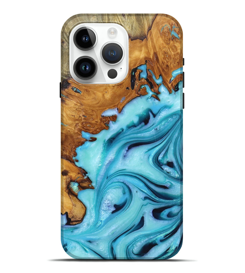 iPhone 15 Pro Max Wood+Resin Live Edge Phone Case - Jameson (Blue, 674570)