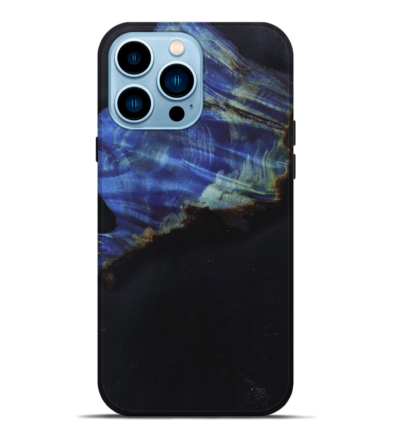 iPhone 14 Pro Max Wood+Resin Live Edge Phone Case - Jalen (Pure Black, 674610)