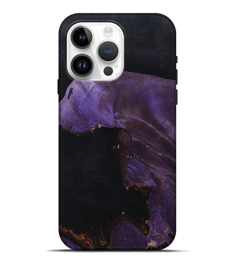 iPhone 15 Pro Max Wood+Resin Live Edge Phone Case - Emmett (Pure Black, 674611)