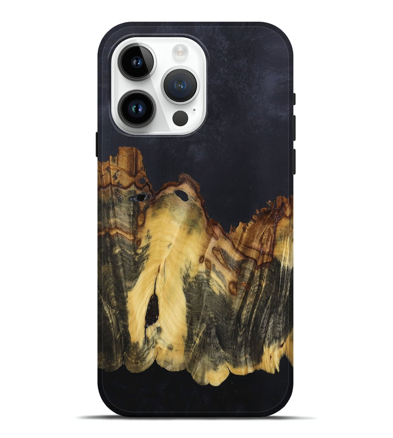 iPhone 15 Pro Max Wood+Resin Live Edge Phone Case - Fabian (Pure Black, 674613)