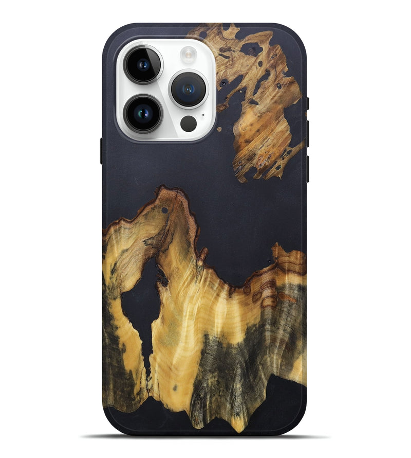 iPhone 15 Pro Max Wood+Resin Live Edge Phone Case - Sasha (Pure Black, 674614)