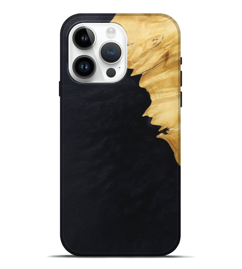 iPhone 15 Pro Max Wood+Resin Live Edge Phone Case - Alton (Pure Black, 674619)