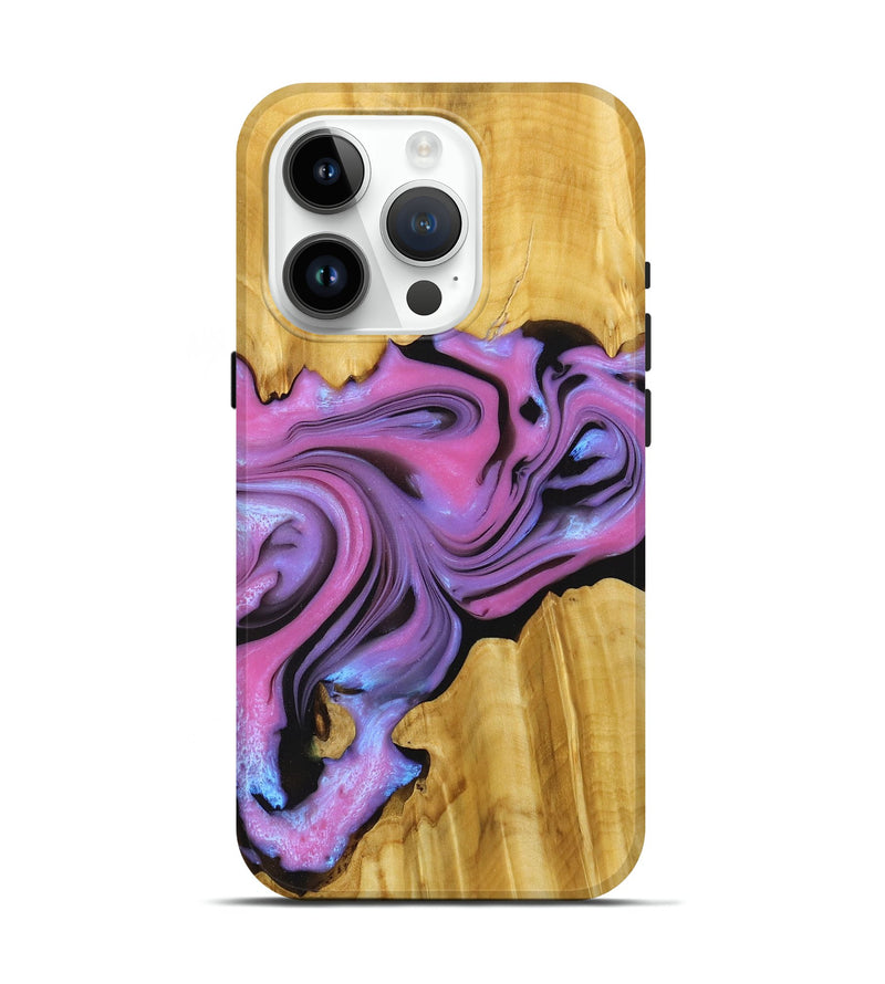 iPhone 15 Pro Wood+Resin Live Edge Phone Case - Karter (Purple, 674675)