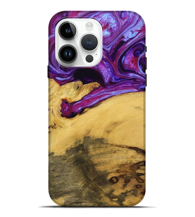 iPhone 15 Pro Max Wood+Resin Live Edge Phone Case - Ericka (Purple, 674676)