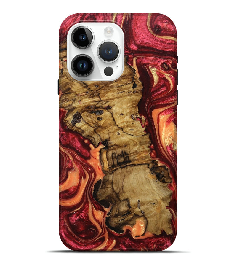 iPhone 15 Pro Max Wood+Resin Live Edge Phone Case - Anaya (Red, 674679)