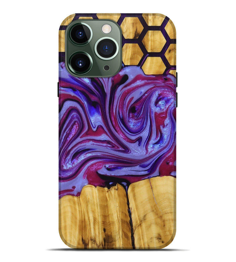 iPhone 13 Pro Max Wood+Resin Live Edge Phone Case - Sheri (Purple, 674680)