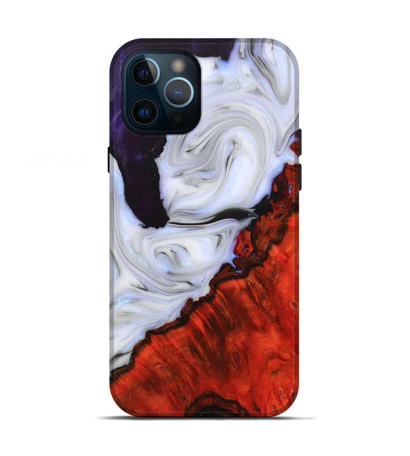iPhone 12 Pro Wood+Resin Live Edge Phone Case - Bertha (Black & White, 674685)