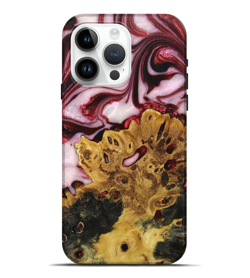iPhone 15 Pro Max Wood+Resin Live Edge Phone Case - Journey (Red, 674688)