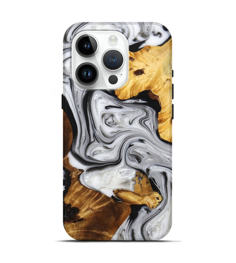 iPhone 15 Pro Wood+Resin Live Edge Phone Case - Junior (Black & White, 674689)