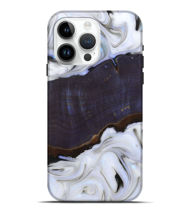 iPhone 15 Pro Max Wood+Resin Live Edge Phone Case - Christie (Black & White, 674691)