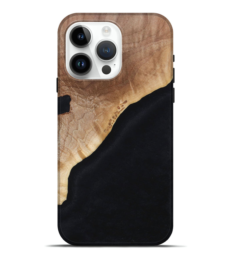 iPhone 15 Pro Max Wood+Resin Live Edge Phone Case - Latoya (Pure Black, 674692)
