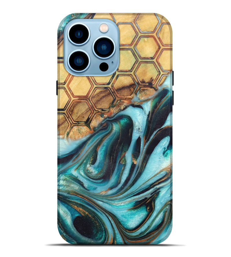 iPhone 14 Pro Max Wood+Resin Live Edge Phone Case - Sandy (Pattern, 674693)