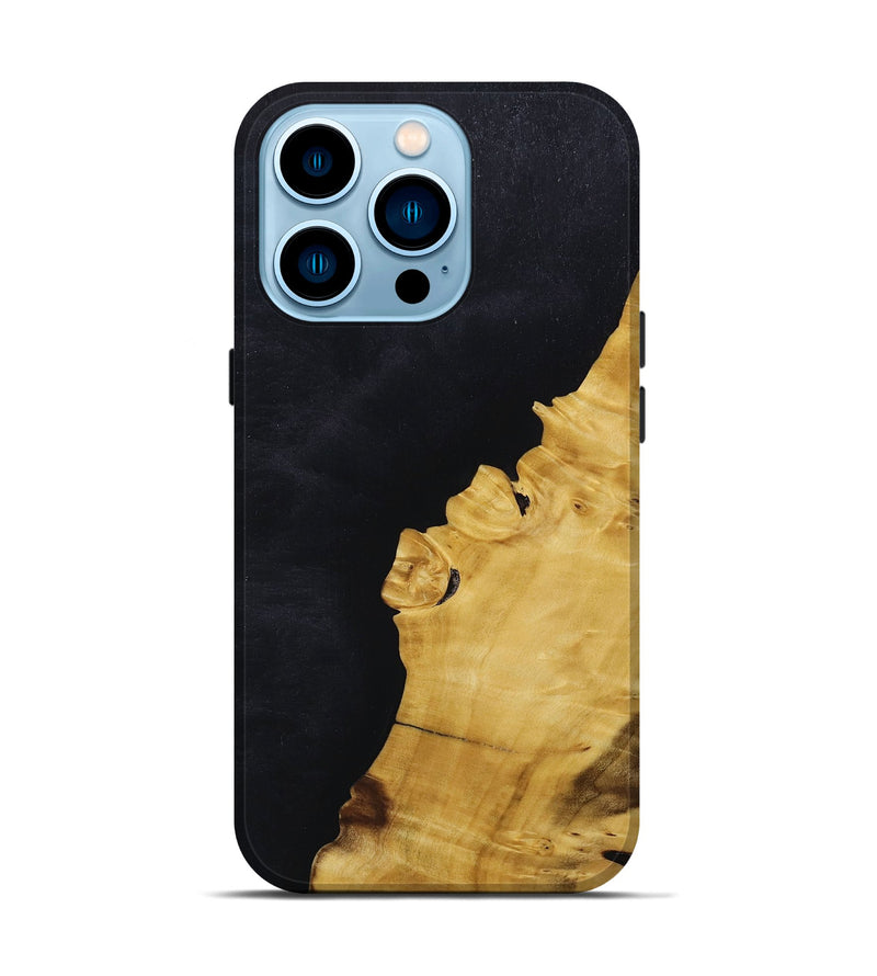 iPhone 14 Pro Wood+Resin Live Edge Phone Case - Lyric (Pure Black, 674697)
