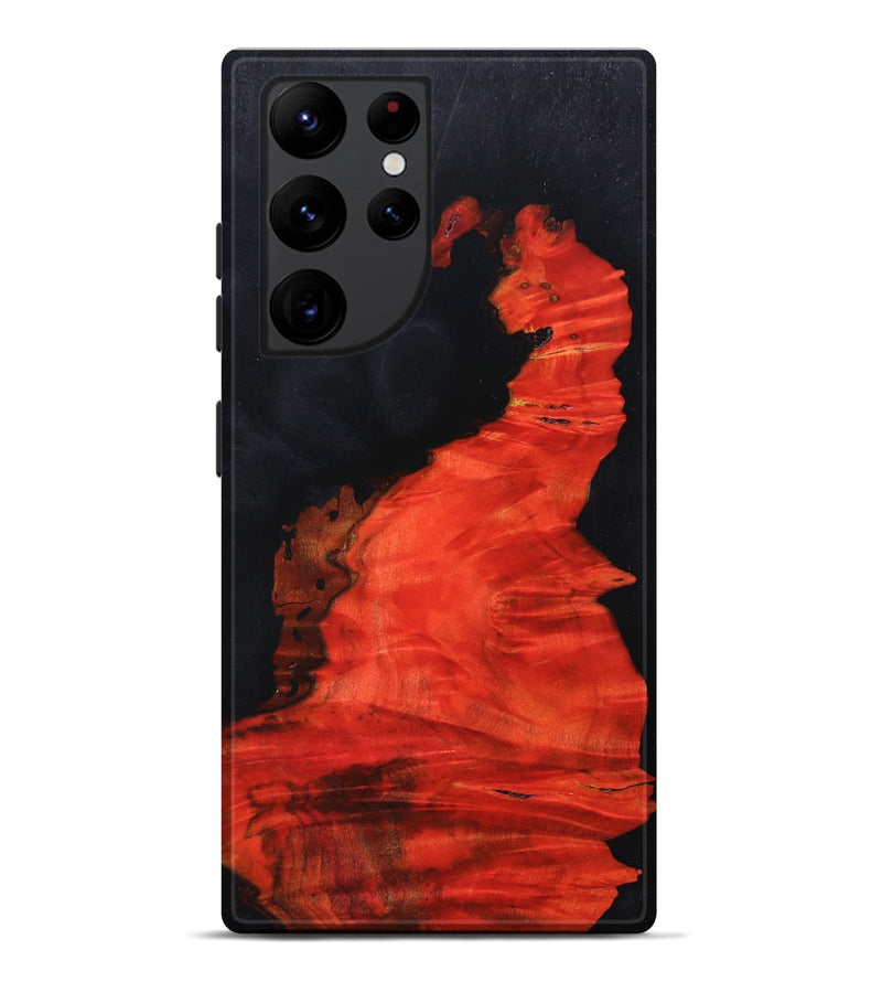 Galaxy S22 Ultra Wood+Resin Live Edge Phone Case - Heath (Pure Black, 674699)