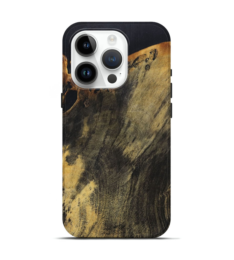 iPhone 15 Pro Wood+Resin Live Edge Phone Case - Conor (Pure Black, 674700)