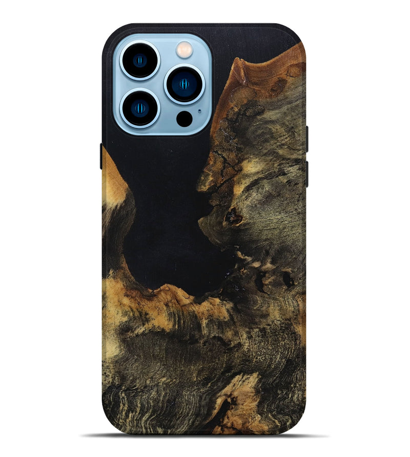 iPhone 14 Pro Max Wood+Resin Live Edge Phone Case - Perla (Pure Black, 674701)