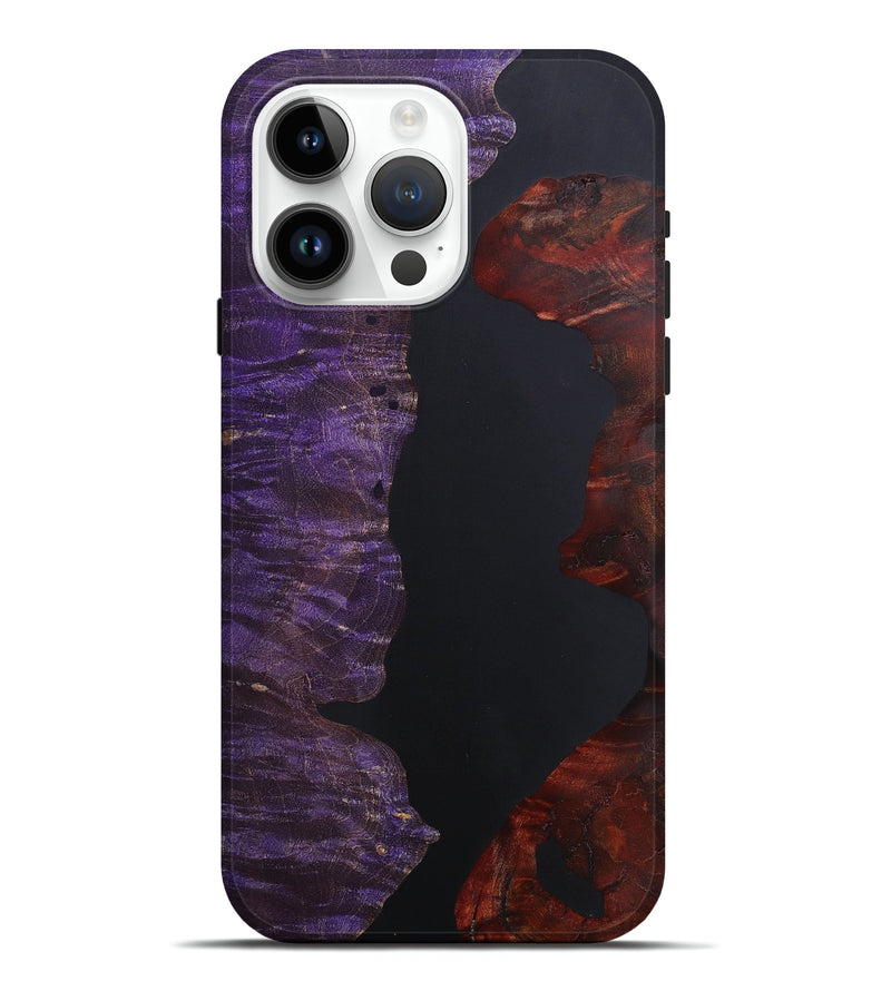 iPhone 15 Pro Max Wood+Resin Live Edge Phone Case - Erik (Pure Black, 674702)