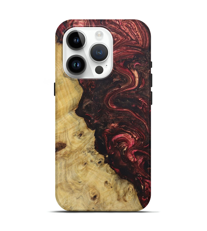 iPhone 15 Pro Wood+Resin Live Edge Phone Case - Kelli (Red, 674705)