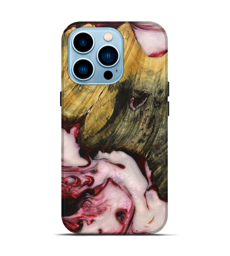 iPhone 14 Pro Wood+Resin Live Edge Phone Case - Kim (Red, 674728)