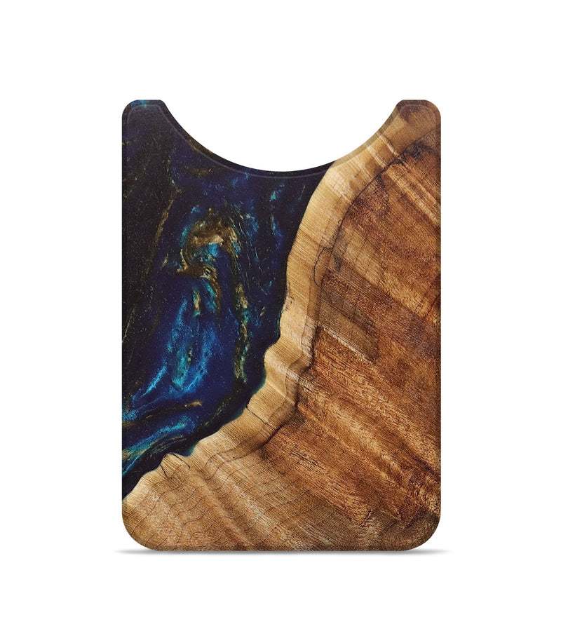 Live Edge Wood+Resin Wallet - Jorge (Teal & Gold, 674791)