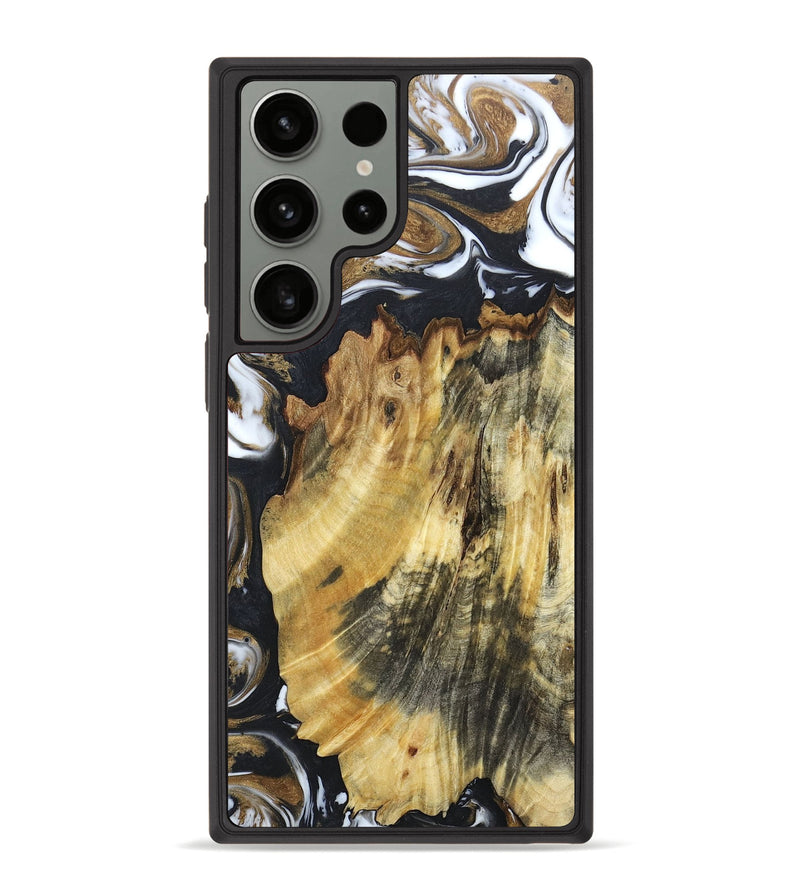 Galaxy S23 Ultra Wood+Resin Phone Case - Demetrius (Black & White, 675059)