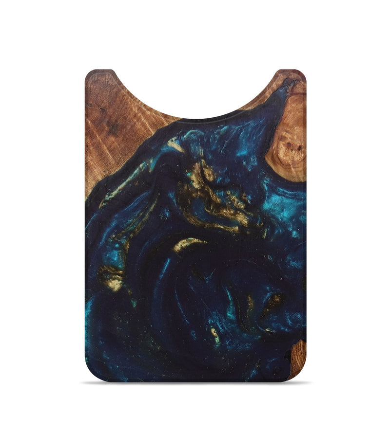 Live Edge Wood+Resin Wallet - Itzel (Teal & Gold, 675085)