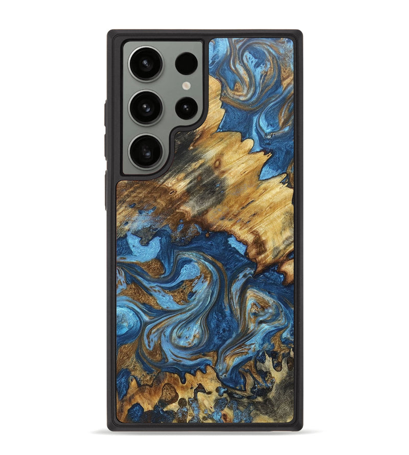 Galaxy S23 Ultra Wood+Resin Phone Case - Arturo (Teal & Gold, 675171)