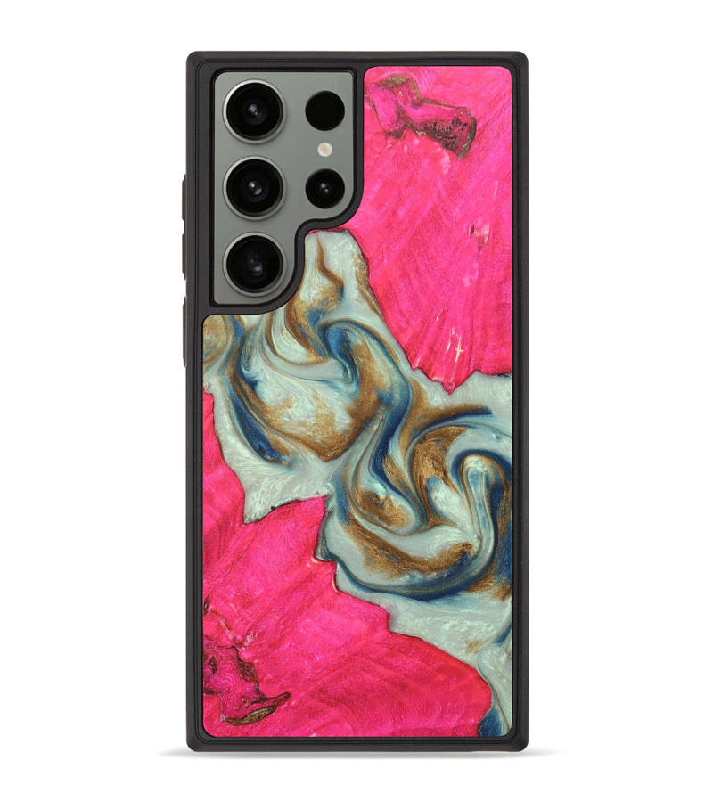 Galaxy S23 Ultra Wood+Resin Phone Case - Randi (Teal & Gold, 675230)