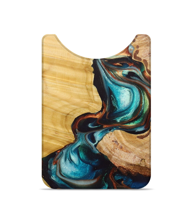 Live Edge Wood+Resin Wallet - Edgar (Teal & Gold, 675292)