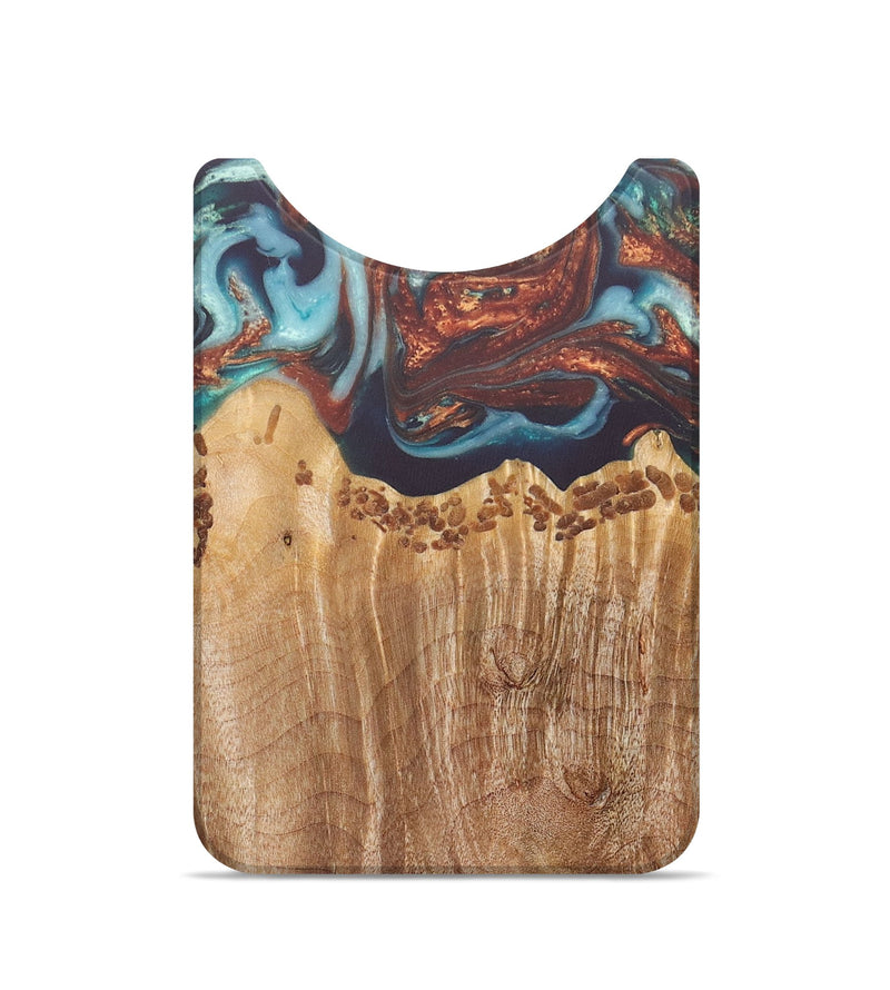 Live Edge Wood+Resin Wallet - Elise (Teal & Gold, 675306)