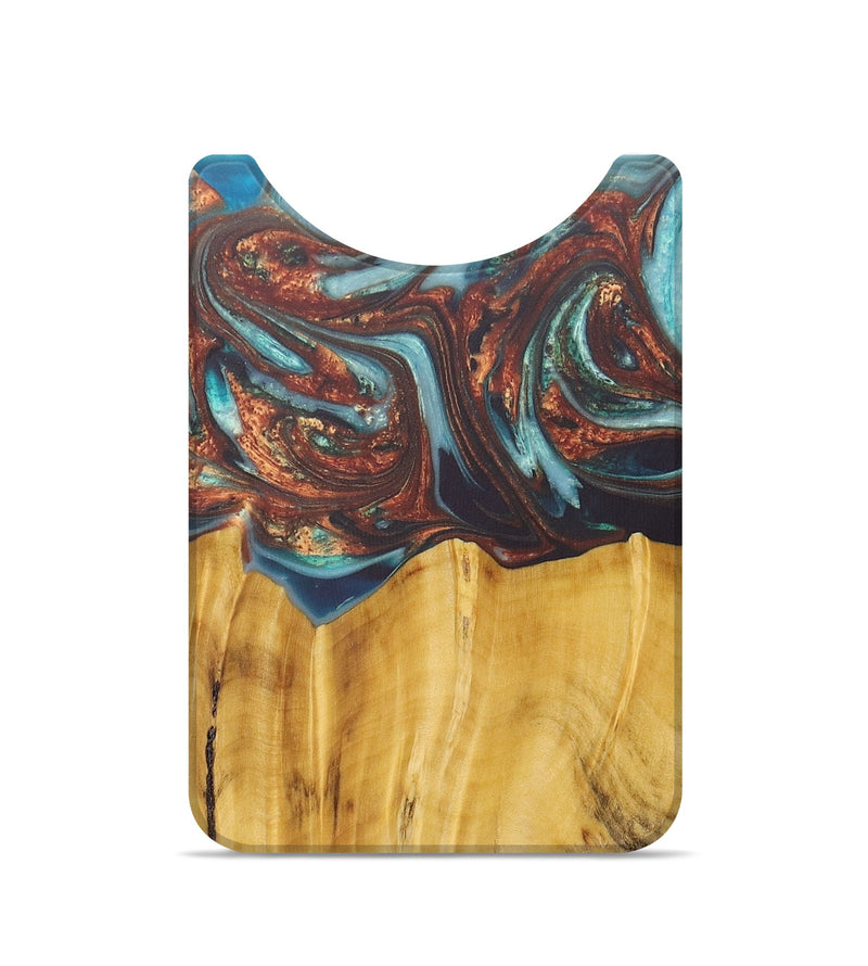 Live Edge Wood+Resin Wallet - King (Teal & Gold, 675307)