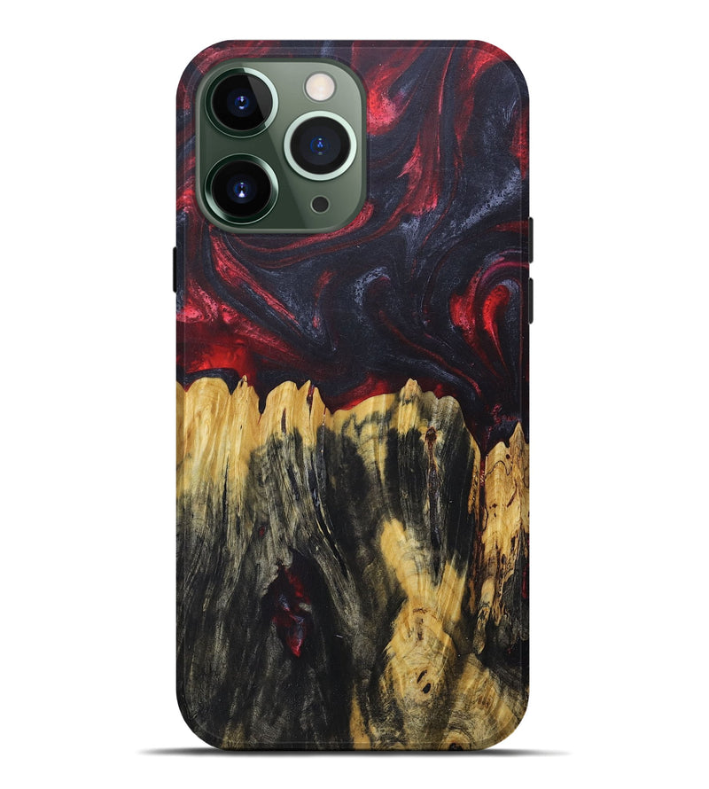 iPhone 13 Pro Max Wood+Resin Live Edge Phone Case - Adrienne (Red, 675589)