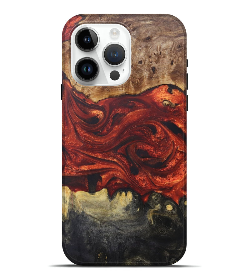 iPhone 15 Pro Max Wood+Resin Live Edge Phone Case - Lucile (Red, 675592)