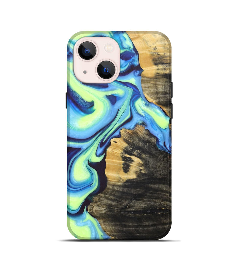 iPhone 13 mini Wood+Resin Live Edge Phone Case - Joanne (Blue, 675599)