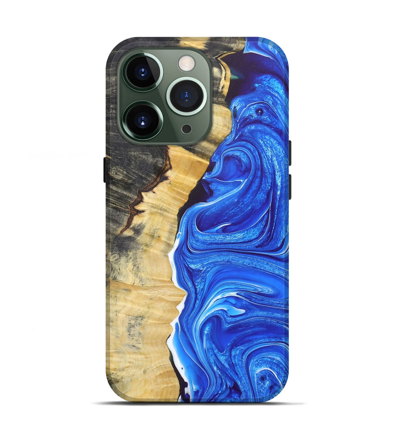 iPhone 13 Pro Wood+Resin Live Edge Phone Case - Rita (Blue, 675602)
