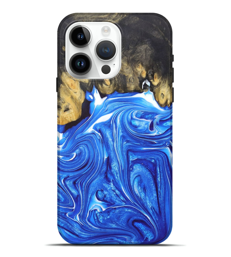 iPhone 15 Pro Max Wood+Resin Live Edge Phone Case - Dale (Blue, 675607)