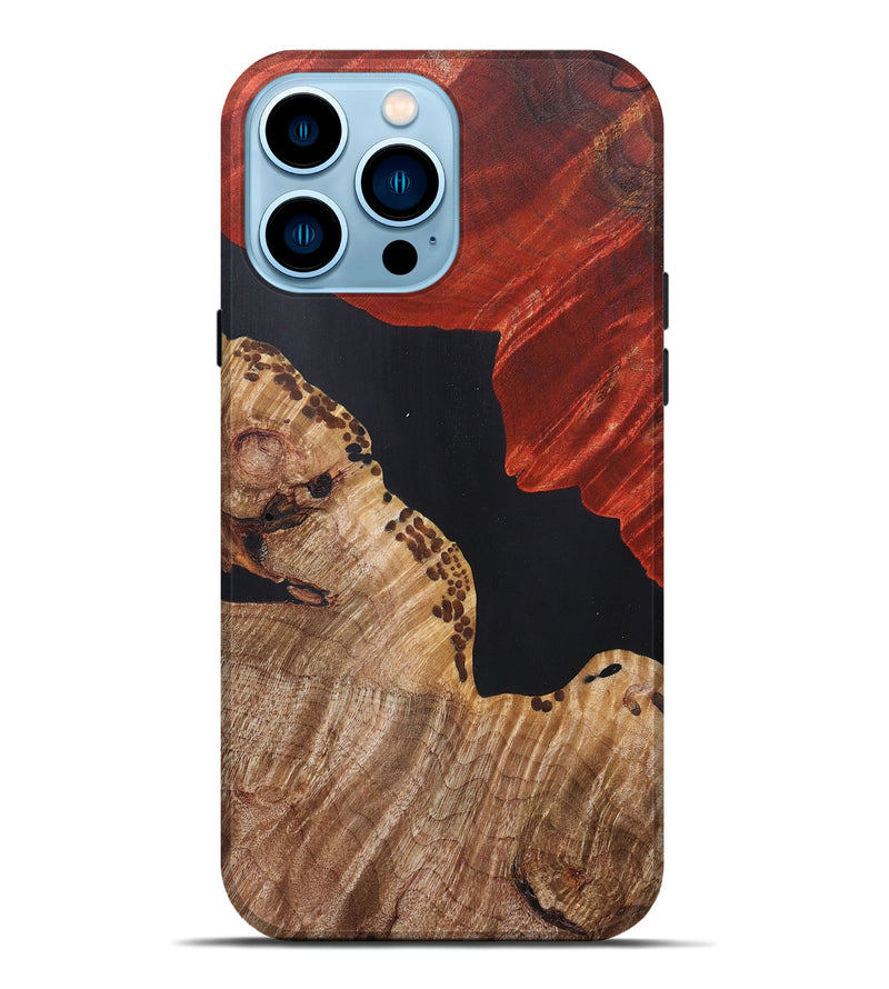iPhone 14 Pro Max Wood+Resin Live Edge Phone Case - Rex (Pure Black, 675632)