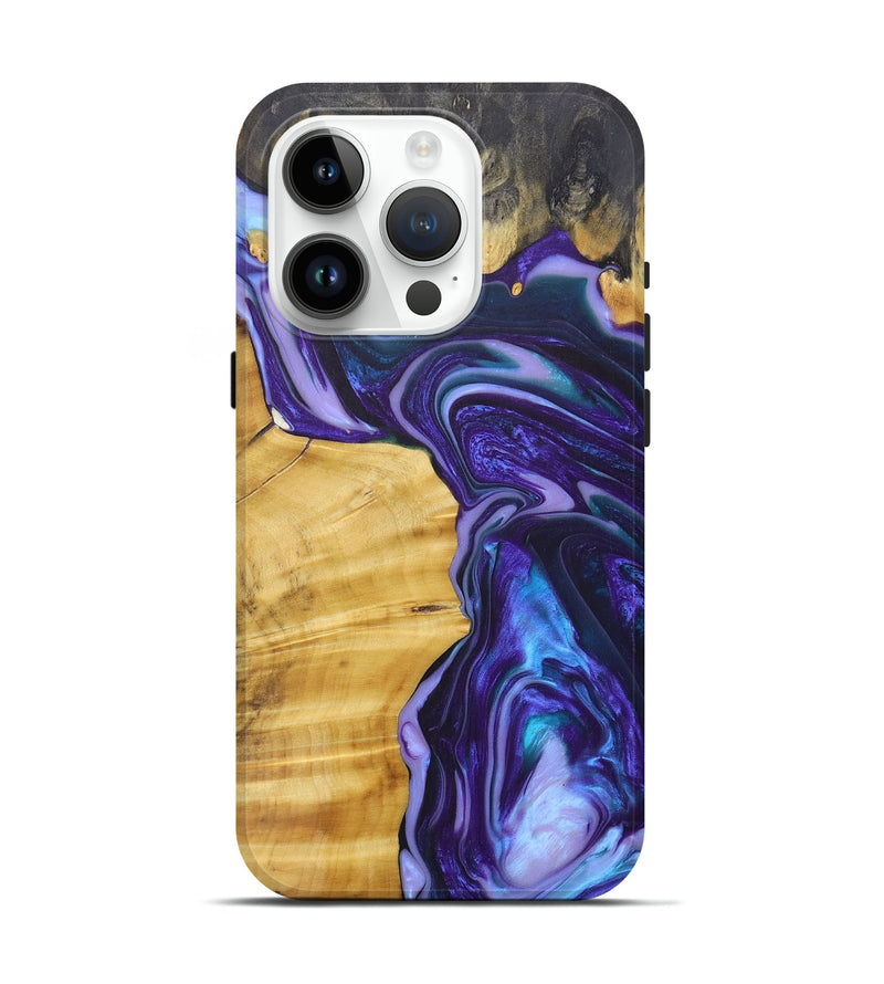 iPhone 15 Pro Wood+Resin Live Edge Phone Case - Izabella (Purple, 675633)