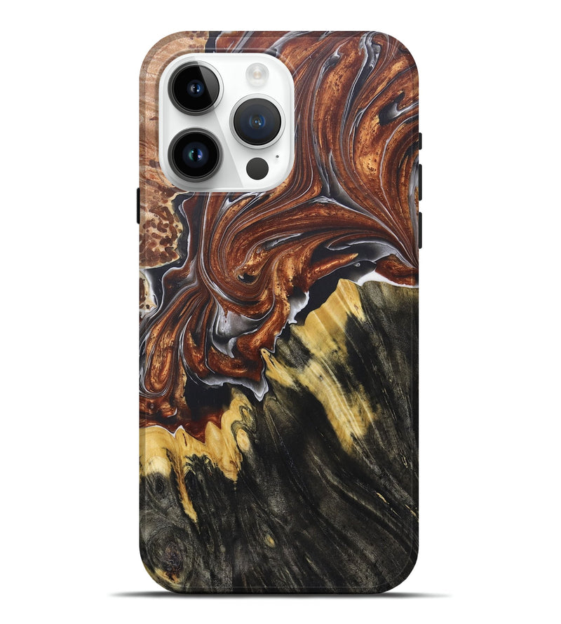 iPhone 15 Pro Max Wood+Resin Live Edge Phone Case - Lucile (Black & White, 675637)