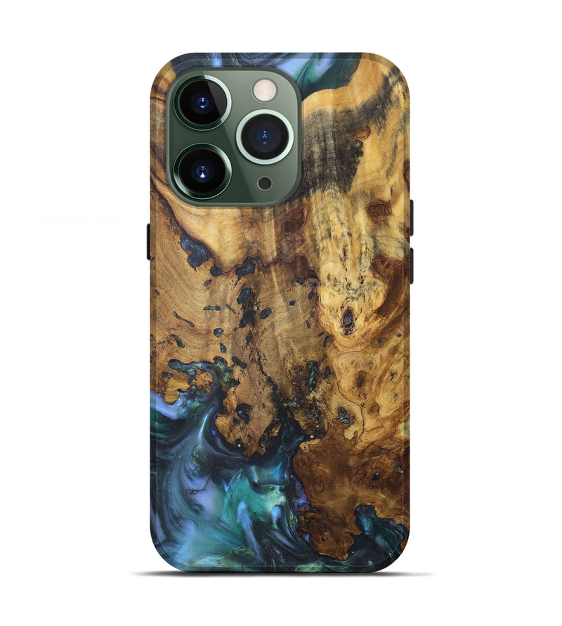 iPhone 13 Pro Wood+Resin Live Edge Phone Case - Roland (Green, 675644)