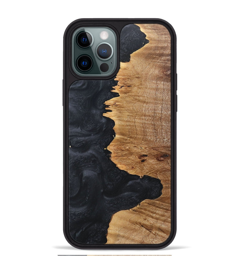 iPhone 12 Pro Max Wood+Resin Phone Case - Darren (Pure Black, 675766)