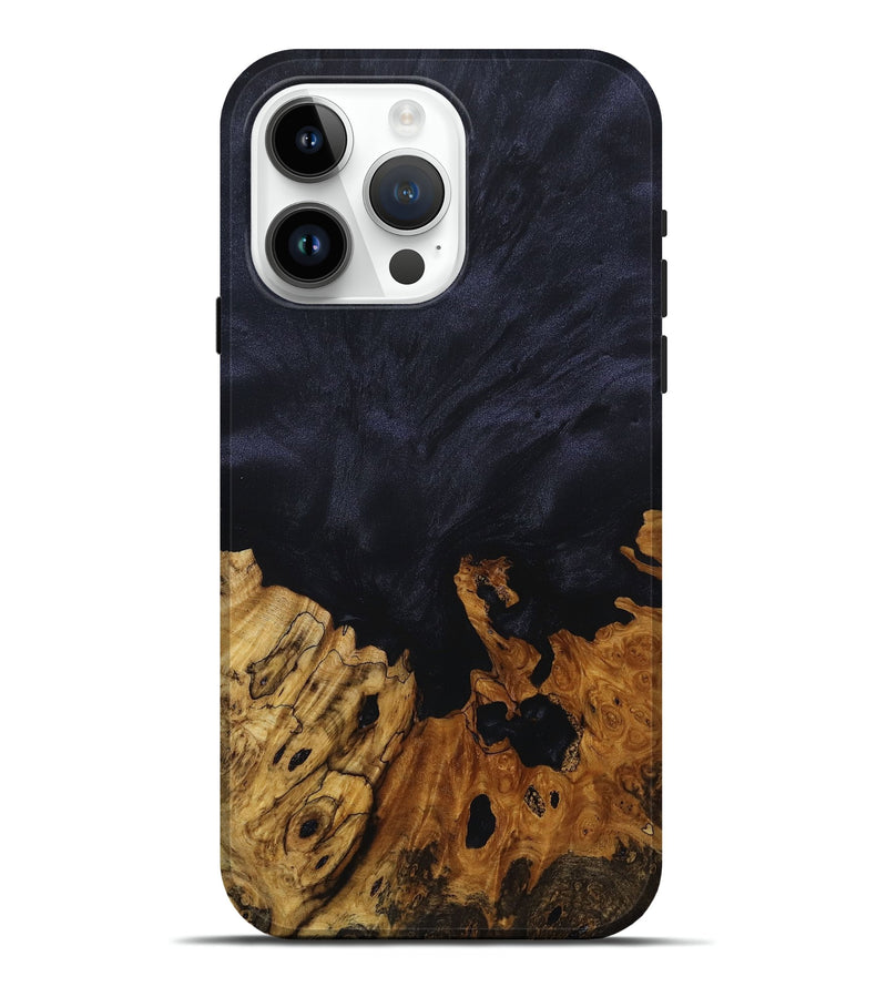 iPhone 15 Pro Max Wood+Resin Live Edge Phone Case - Vanessa (Pure Black, 676032)
