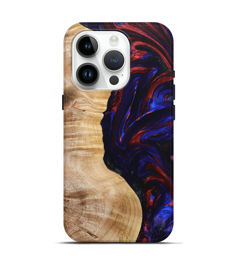 iPhone 15 Pro Wood+Resin Live Edge Phone Case - Abraham (Red, 676038)