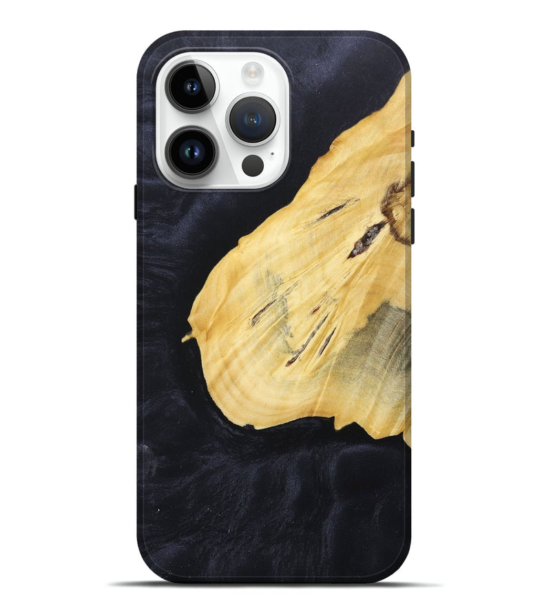 iPhone 15 Pro Max Wood+Resin Live Edge Phone Case - Kaitlyn (Pure Black, 676040)