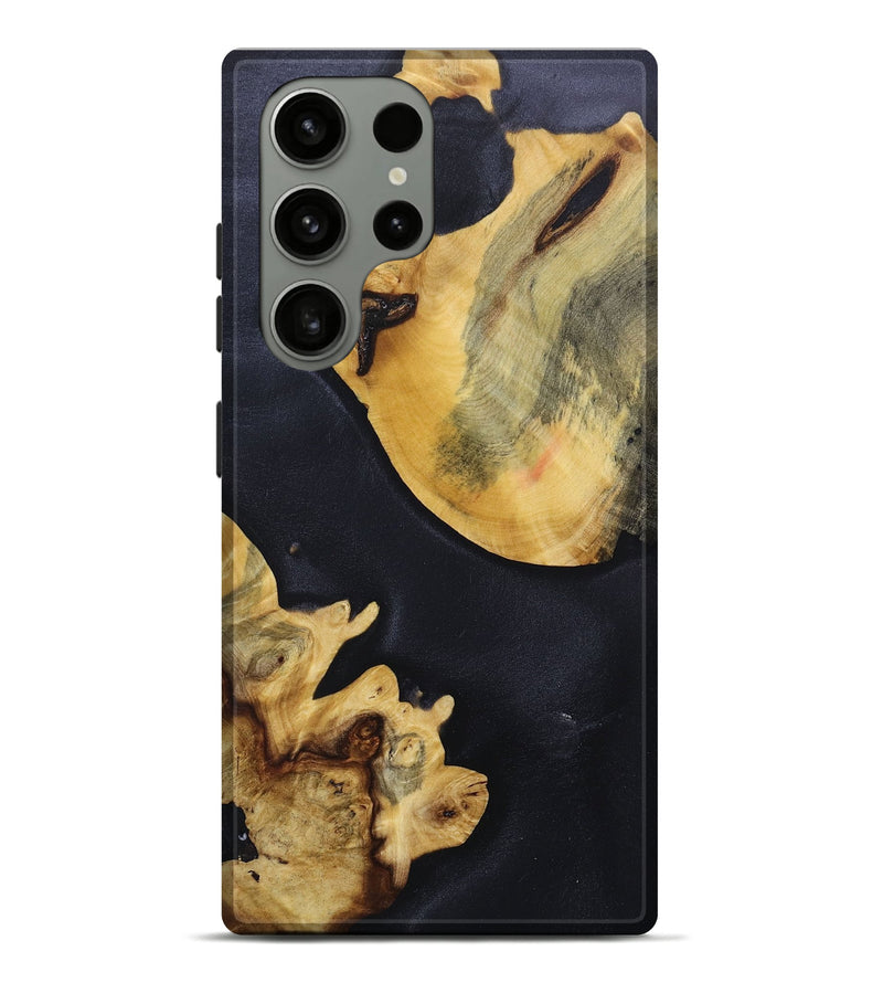 Galaxy S23 Ultra Wood+Resin Live Edge Phone Case - Perry (Pure Black, 676041)